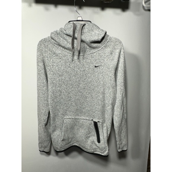 Nike Tops - Nike Gray Funnel Neck Fleece Pullover Hoodie Women's Small